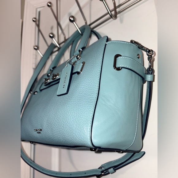 Coach Blake 25 Crossbody Satchel Pool Blue Pebbled Leather F55665 -Swagger Style - Picture 4 of 15